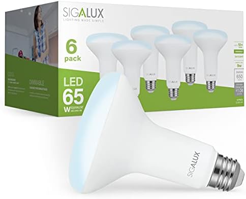 Sigalux LED sel ışıkları kapalı, BR30 LED ampul 65W 5000k 6 Paket ve CA10 E12 mumluk LED ampuller kısılabilir Yumuşak