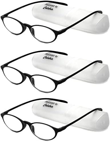 Calabrıa 719 Flexie Oval okuma gözlüğü Erkekler / Kadınlar Bükülebilir Bir Güç Okuyucular Esnek Hafif TR-90 Çerçeve