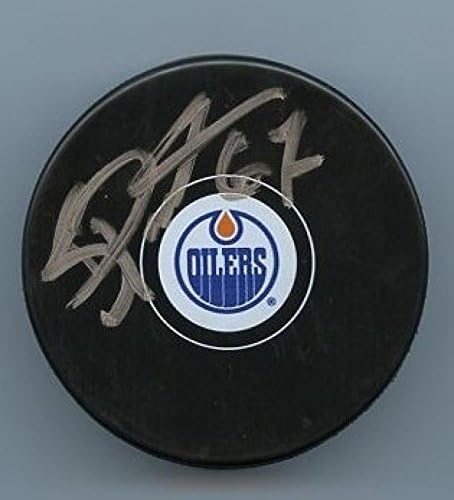 Benoit Pouliot B Edmonton Oilers İmzalı Hokey Diski W/Coa İmzalı NHL Diskleri