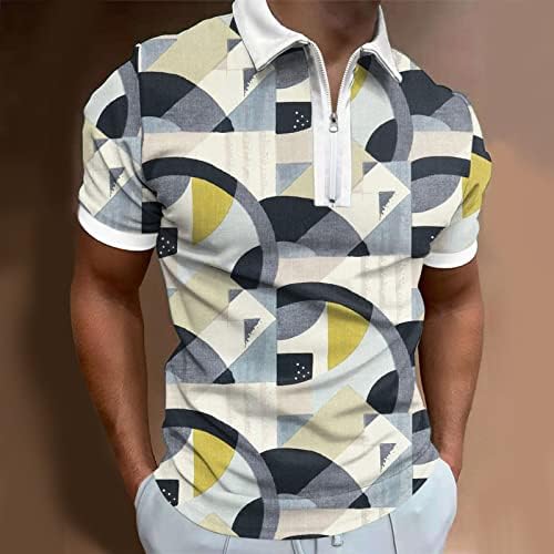 2023 Yeni Erkek Yaz Dijital 3D Baskı Moda Posteri Yaka Fermuar Kısa Kollu Gömlek T Shirt Üst Bluz