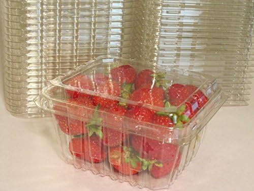 Meyveler, Çeri Domatesler ve Diğer Küçük Ürünler için Plastik Kapaklı Kaplar - 1 Bira Bardağı Boyutunda (25'li Paket)