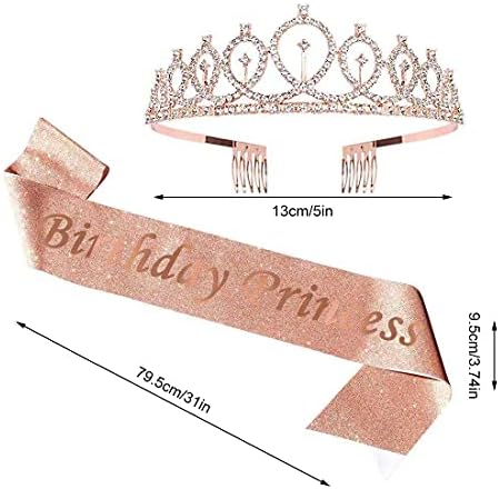 Rosavıda 2 parça takım elbise Doğum Günü Prenses Kanat ve Yapay Elmas Taç Seti Doğum Günü Hediyeleri Glitter Kanat