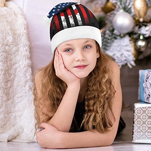 Nudquıo Amerikan Kanada Bayrağı Noel şapkaları Noel Baba şapkası Noel Tatili için Aile Baskılı