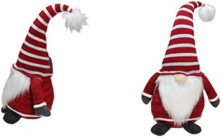 Süslemeler-Çizgili Şapka ve Sakallı 15 Kırmızı Beyaz Çocuk Cücesi Yılbaşı Dekoru-XMAS10