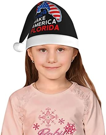 CXXYJYJ Desantis 2024 Amerika Florida Santa Şapka Çocuklar noel şapkaları Peluş Noel Şapka Noel İçin Yeni Yıl Tatil