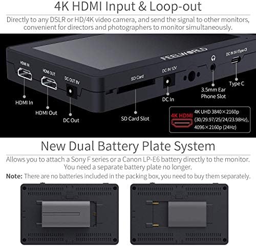 FEELWORLD F6 Artı 5.5 İnç 4K HDMI Girişi Çıkışı 1920×1080 IPS Dokunmatik Ekran 3D LUT DSLR Kamera alan monitörü