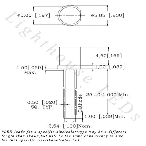 5mm Düz Üst Geniş Açı Sıcak / Yumuşak Beyaz LED-Geniş Açı (10'lu Paket)