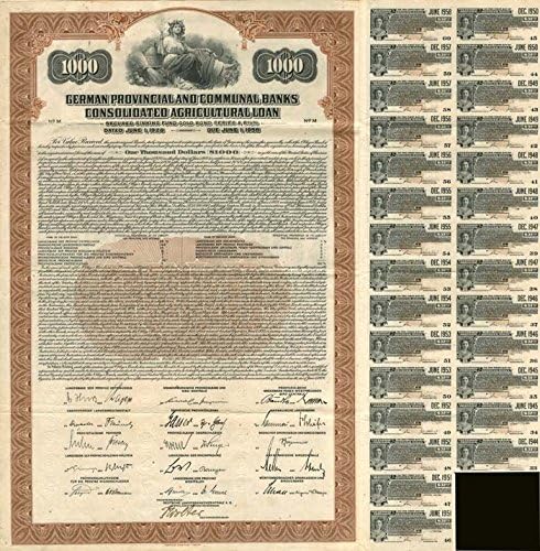 Alman İl ve Toplum Bankaları Konsolide Tarım Kredisi %6,5 1928 Tahvil (Finansmansız)