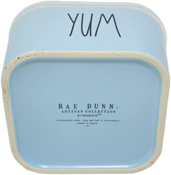 Rae Dunn YUM Gıda Saklama Kabı-Kapaklı seramik Kase - MAVİ-5,25 X 5,25 X 2,5 İNÇ-Artıkları Rae Dunn's Eat gıda saklama