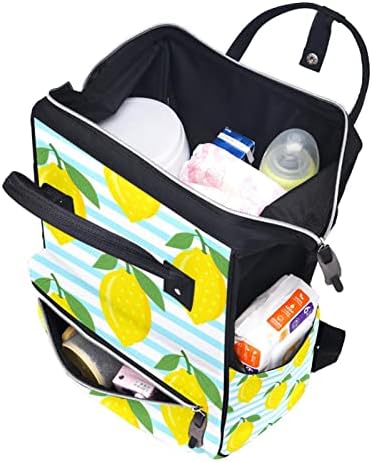 Limonlar Meyve Mavi Çizgili Arka Plan üzerinde bebek bezi çantası Sırt Çantası Bebek Bezi Değiştirme Çantaları Çok