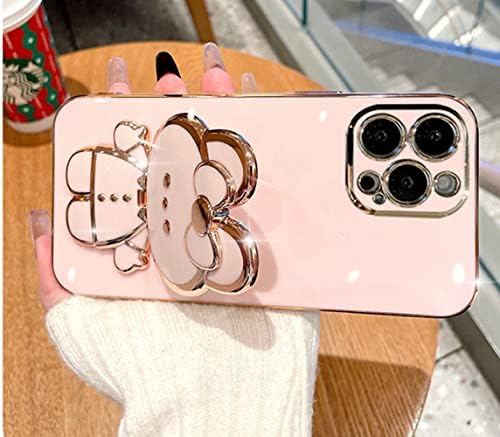 ıphone 11 Pro Max için Kadın Kızlar için Kılıf, 6D Sevimli Kawaii Gizli Tavşan Tavşan Ayna Standı, lüks Kaplama Glitter