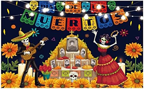 Allenjoy Ölü Dia DE Los Muertos Zemin Meksika Şeker Kafatası Çiçek Mezar Taşı Fiesta Marigold Karnaval Elbise-up Parti