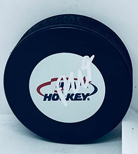 Ryan Leonard imzalı ABD Takımı Logosu Puck imzalı 2023 NHL Taslağı-İmzalı NHL Diskleri