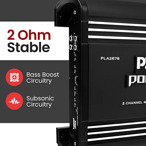 Pyle 2 Kanal Araba Stereo Amplifikatör-4000W Çift Kanallı Köprülenebilir Yüksek Güçlü MOSFET Ses Ses Otomatik Küçük