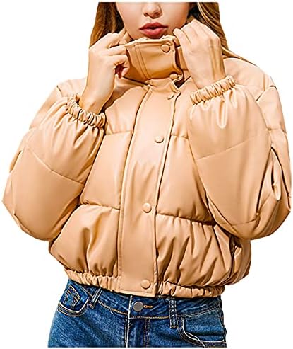 Kış Ceket Kadınlar Zarif Ceket Ceket Kalın Sıcak Kısa Uzun Kollu Sıcak Palto Moda Deri Ceket Polar Mont