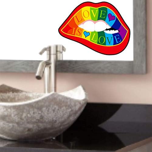 Gökkuşağı LGBT Aşk Aşk Dudaklar Eşcinsel Gurur Etiket-Büyük LGBTQ Premium Vinil Çıkartması 4x3 inç | Araba Tamponları