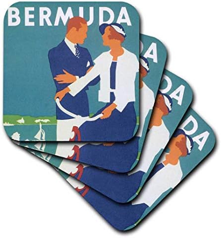 Bisiklet üzerinde 3dRose Vintage Bermuda Çift - Seramik Karo Bardak Altlığı, 4'lü Set (CST_99198_3)