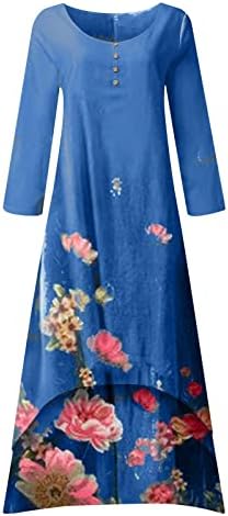 FİRERO Maxi Elbise Kadınlar için Artı Boyutu Yaz Vintage Elbiseler Rahat Gevşek Katmanlı Düzensiz Hem Kaftan Elbise