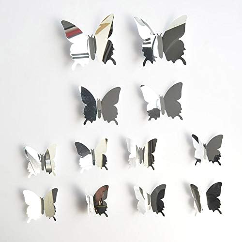 CHAOBO 48 ADET DIY 3D Kelebek Duvar Dekor Ayna Kelebekler Duvar Sticker Çıkarılabilir Duvar Çıkartmaları Kelebek Duvar