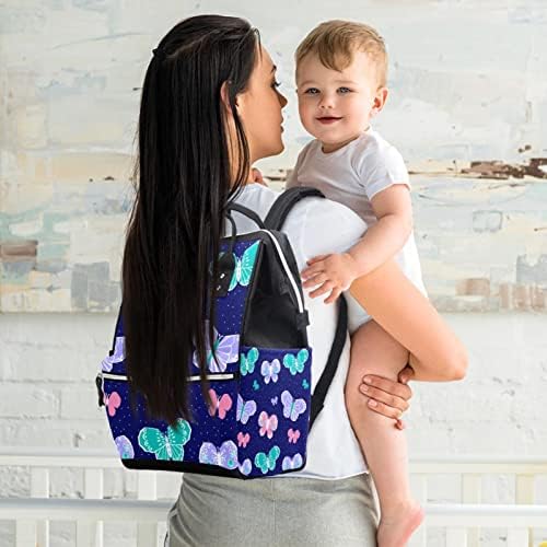 Elle Çizilmiş Pastel Mor Pembe Kelebek bebek bezi çantası Sırt Çantası Bebek Bezi Değiştirme Çantaları Çok Fonksiyonlu