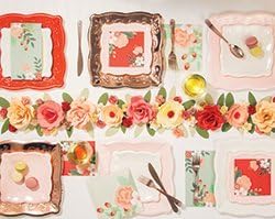 Floral Theme Napkins Set-Bundle, Elise'in Modern Çiçek Tasarımlarında Misafir Peçeteleri/Havluları, Öğle Yemeği Peçeteleri