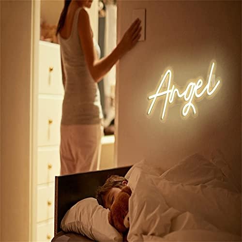 DVTEL Neon Burcu, Melek Akrilik LED Neon Gece Lambası USB Powered Çocuk Odası Dükkanı Yatak Odası Ev Dekorasyon 50cm