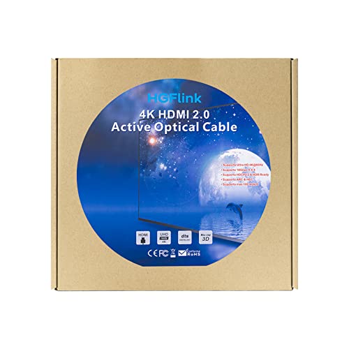 4 K HDMI Fiber Optik Kablo 50ft HGFlink Yüksek Hızlı 18 Gbps Destekler 3D 4K60Hz 4:4:4 Gerçek HD Dolby 7.1 Görüş HDR10