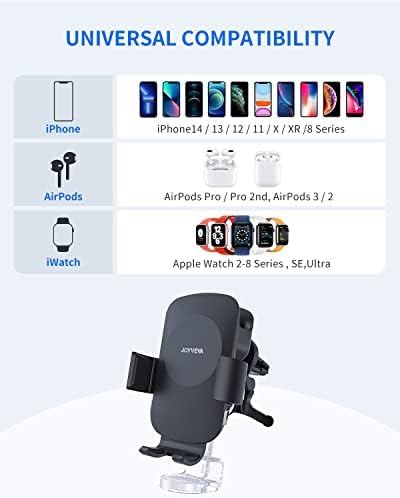 JOYVEVA 3 in 1 Kablosuz Araç iphone şarj cihazı / Apple Watch / AirPods, Otomatik Sıkma Araç Şarj Dağı, araç telefon