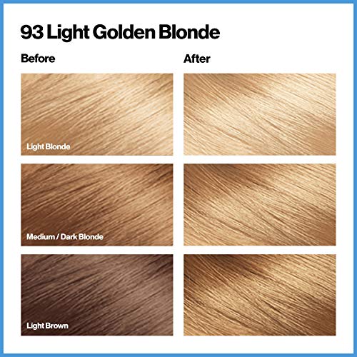 REVLON Toplam Renk Kalıcı Saç Rengi, Temiz ve Vegan, %100 Gri Kaplama Saç Boyası, 93 Açık Altın Sarısı, 10,2 oz (3'lü