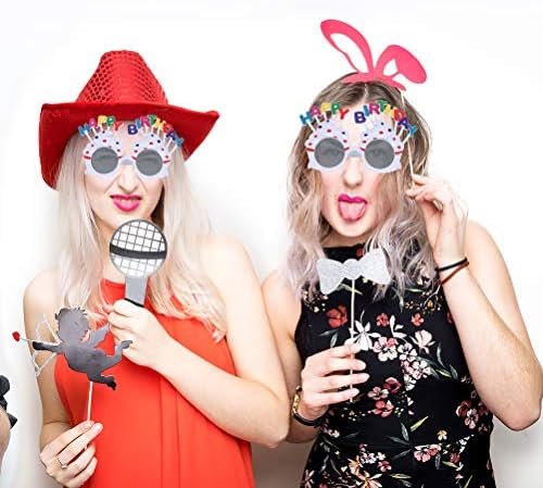 2 adet parti gözlüğü Komik Doğum Günü Gözlük Fotoğraf Tutucu Parti Malzemeleri Kadınlar için (Glitter Çerçeve + Gökkuşağı