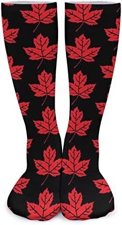 WEEDKEYCAT Kırmızı Akçaağaç Yaprakları Kalın Çorap Yenilik Komik Baskı Grafik Rahat Sıcak Orta Tüp Çorap Kış için
