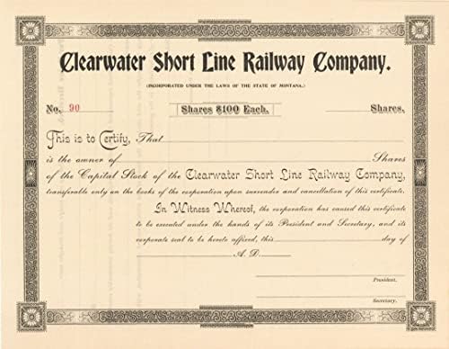 Clearwater Kısa Hat Demiryolu-Yayımlanmamış Demiryolu Stok Sertifikası
