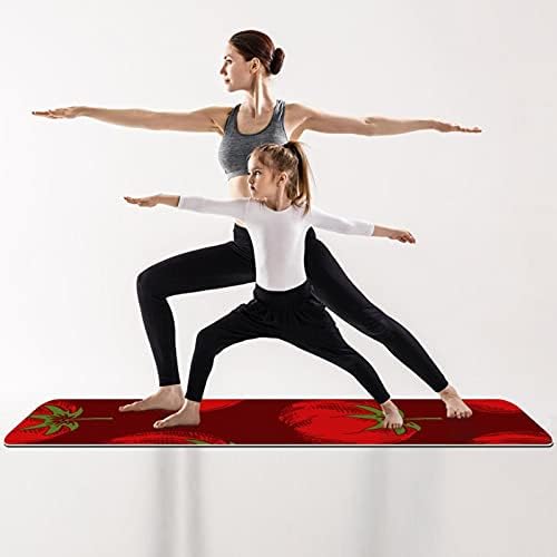 Kalın Kaymaz Egzersiz ve Fitness 1/4 yoga mat Kırmızı Retro Domates Desen Baskı Yoga Pilates ve Zemin Fitness Egzersiz