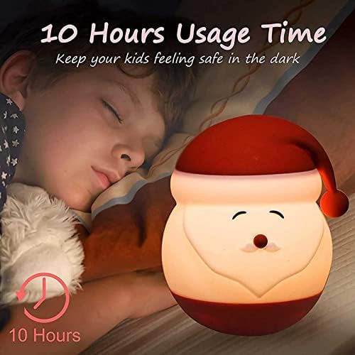 HSART Çocuklar için LED Gece Lambası,Çok Renkli Silikon Noel Baba Lambası, Sıcak Beyaz ve 7 Renk Modu Bebek Yetişkinler