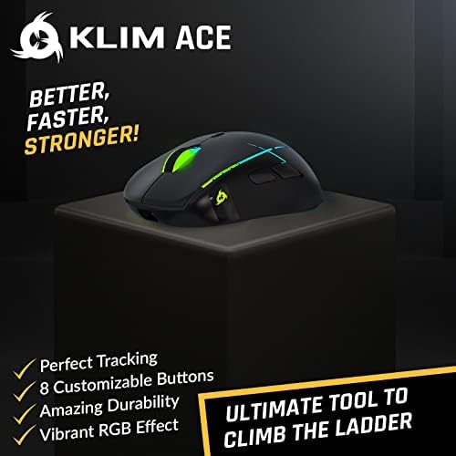 KLIM Ace-Şarj Edilebilir Kablosuz Oyun Faresi RGB + Yeni 2022 + Yüksek Hassasiyetli Sensör ve Nefes Kesen RGB Efekti