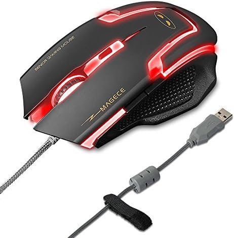 Magece G1 Profesyonel 3200 DPI LED Optik USB Kablolu 6 Düğmeler Gaming Mouse Fare Bilgisayar PC Gamer için(siyah)