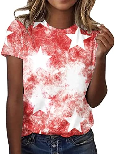 Katı Bayan Gömlek Kadın Bayrak Baskı sıfır yaka bluzlar Kısa Kollu Yuvarlak Boyun Tee Gömlek Baskılı Çiçek Gevşek