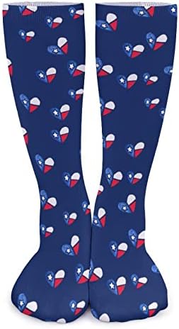 WEEDKEYCAT Yalnız Yıldız Devlet Texas Bayrağı Kalp Kalın Çorap Yenilik Komik Baskı Grafik Rahat Sıcak Orta Tüp Çorap
