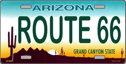 ROTA 66 Arizona Yenilik Devlet Arka Plan Vanity Metal Plaka Etiketi İşareti