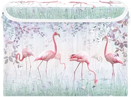 Krafig Suluboya Renkli Hayvan Flamingo Katlanabilir Saklama Kutusu Büyük Küp Organizatör Kovaları Dekoratif Konteynerler