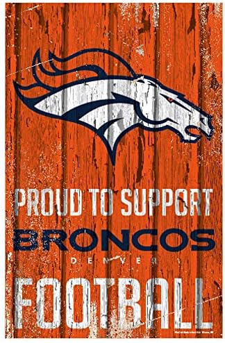 WinCraft NFL Denver Broncos SignWood Tasarımı Desteklemekten Gurur Duyuyor, Takım Rengi, 11x17