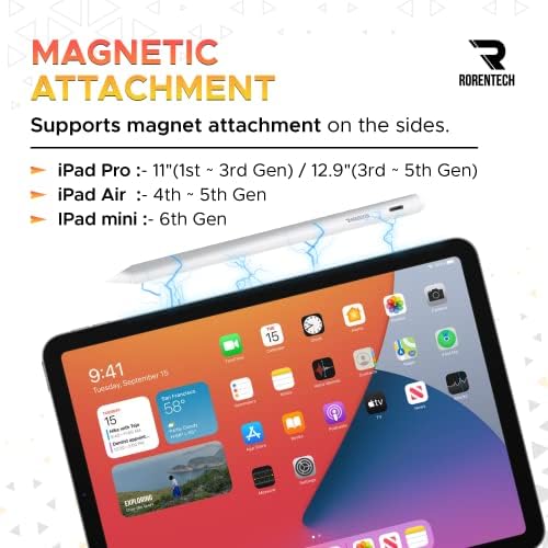 Avuç İçi Reddi olan iPad için RORENTECH Stylus Kalem, (2018-2022) iPad Pro(11/12.9 inç), iPad Air 3./4. Nesil,iPad