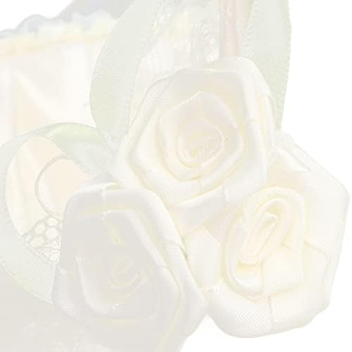 Beyaz Çiçek Kız Basket, Çiçek Sepeti Düğün Büyük Kapasiteli Dantel Kenar Romantik Çiçek Sepeti Düğün Çiçek Kız Basket