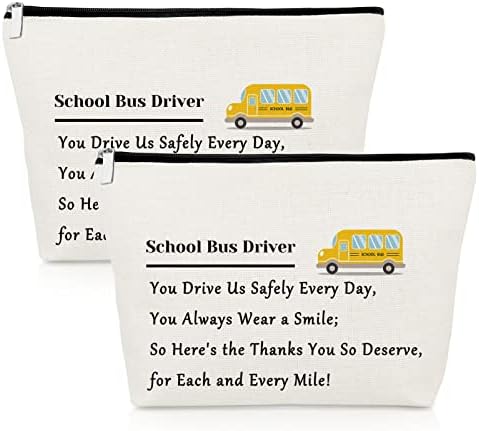 2 Parça Okul Otobüsü Sürücüsü Makyaj Çantası Okul Otobüsü Sürücüsü Takdir Hediyeler 2 Paket Kozmetik Çantası Noel