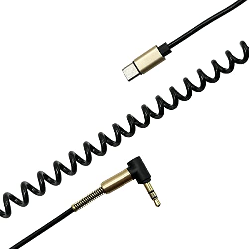 Sarmal USB C DAC ile 3.5 mm Ses Kablosu, Seadream Tip C Sağ Açı 1/8 TRS Aux Kablosu Araba Radyo, hoparlör ile Uyumlu