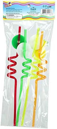 Meyve Partisi Spiral Plastik Pipetler-Çeşitli Renkler, 4 Adet