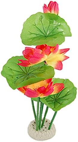uxcell Plastik Akvaryum Lotus Bitkisi, 12 inç, Kırmızı / Sarı / Yeşil