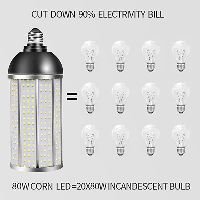 Otaı LED Ampul garaj ışığı Mısır Ampul Süper Parlak 80 W [800 W Eşdeğer], 8000 Lümen E26 LED Ampul, Günışığı 5000