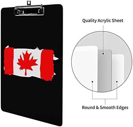 Kanada bayrağı Sert Plastik Pano Sunta Akrilik Panoları Düşük Profilli Klip Standart A4 Mektup Boyutu