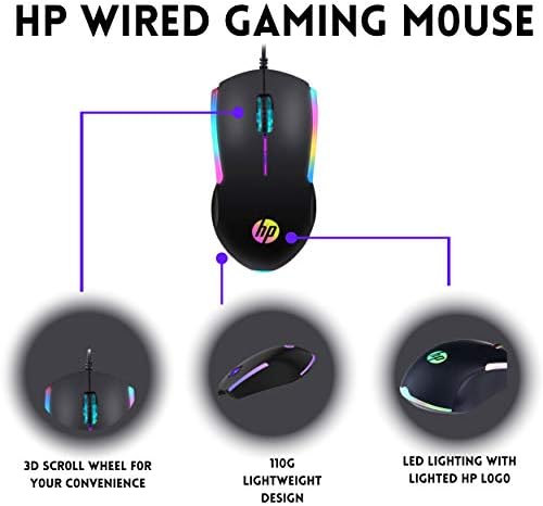 HP Kablolu RGB Oyun Faresi Optik Sensörlü Yüksek Performanslı Fare, 3 Düğme, Bilgisayar Dizüstü Dizüstü Bilgisayar